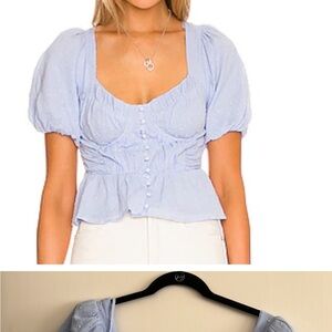 Light Blue Puff Sleeve Top